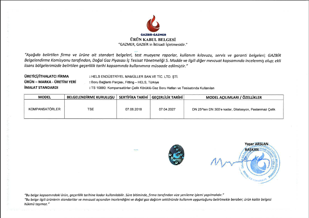 GAZMER CERTIFICATE